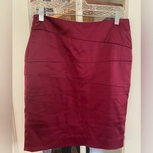 White House Black Market Wine Red Pleated Skirt